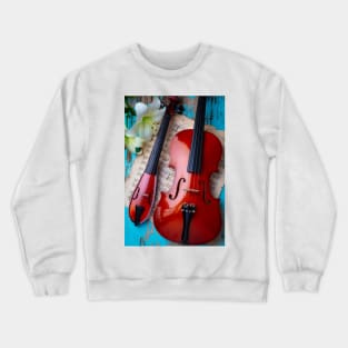 Pocket Violin And Full Size Violin Still life Crewneck Sweatshirt